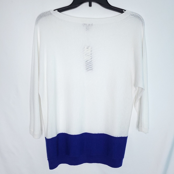 TALBOTS Dolman Sleeve White/Blue Sheer Sweater Women's MEDIUM PETITE (NWT) - Picture 12 of 12